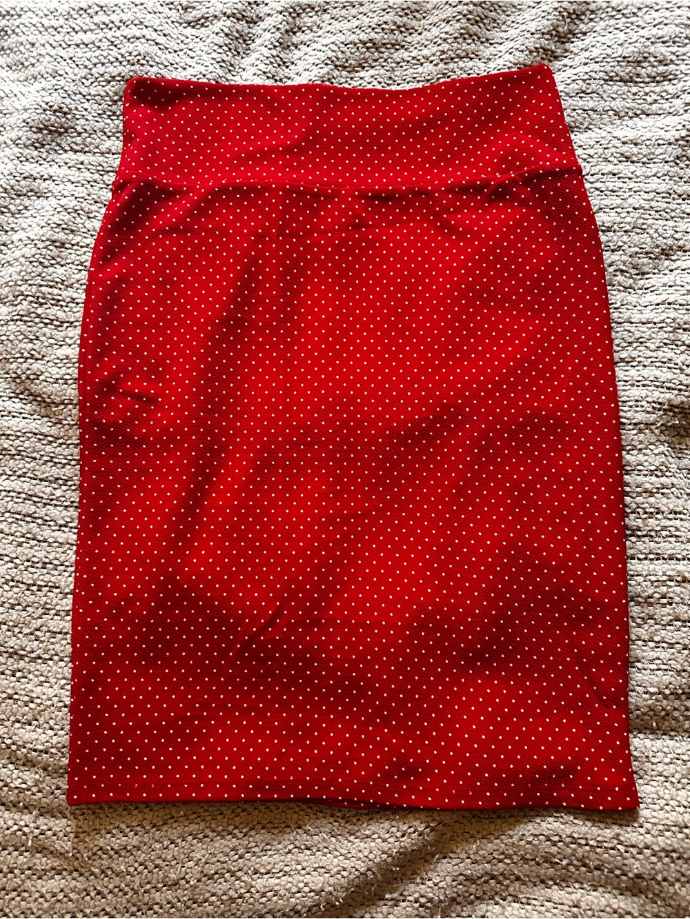LuLaRoe- Women’s Red Polka Dot Cassie Pencil Skirt